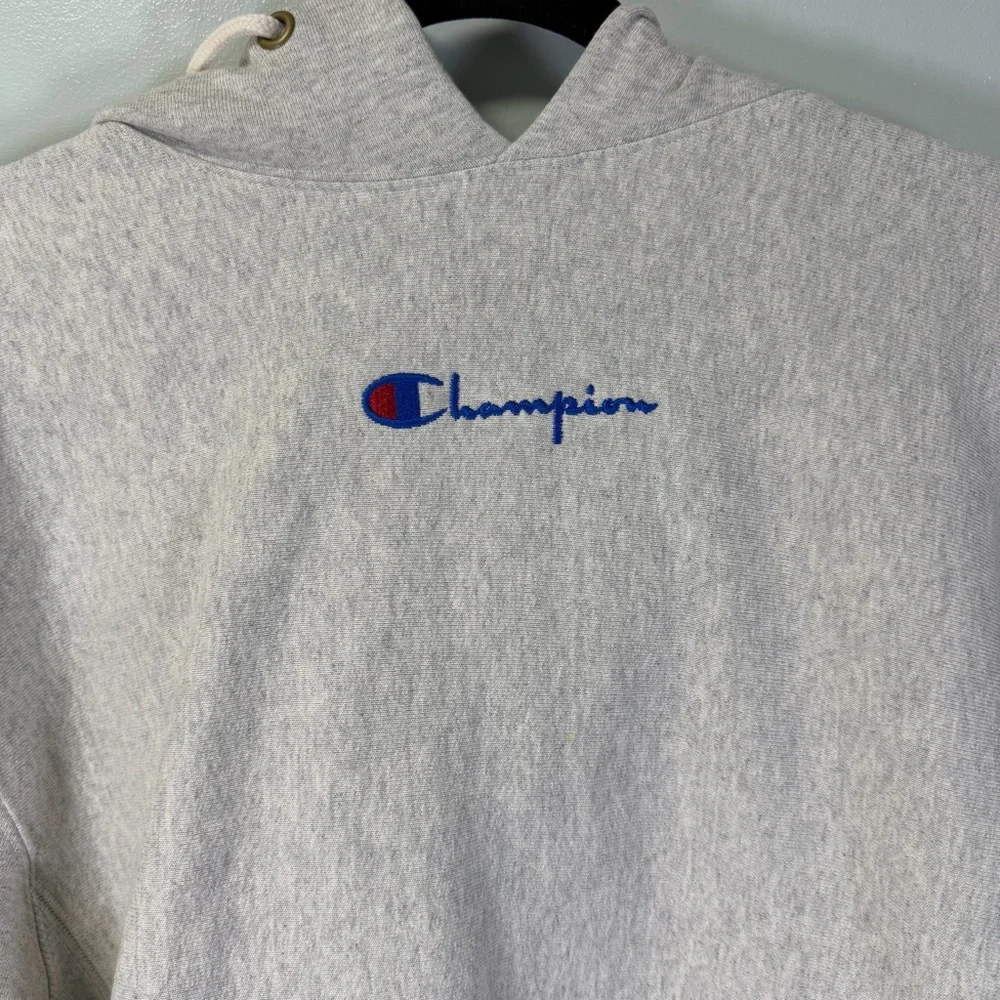 Champion Reverse Weave Center‎ Logo Light Gray Pullover Hoodie Sz Medium